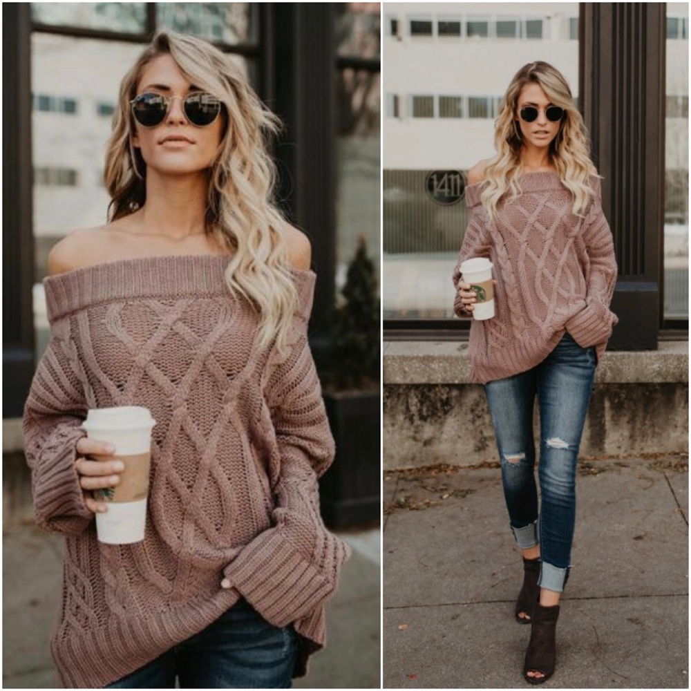 🆕Off Shoulder Sweater in Mauve
